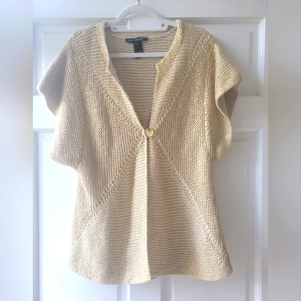 Gold & beige Cotton knit vest cardigan